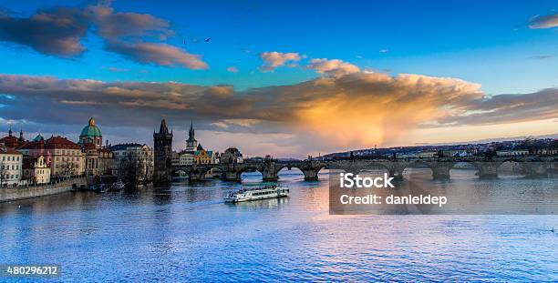 Vltava River Prague Stock Photo - Download Image Now - 2015, Architecture, Blue