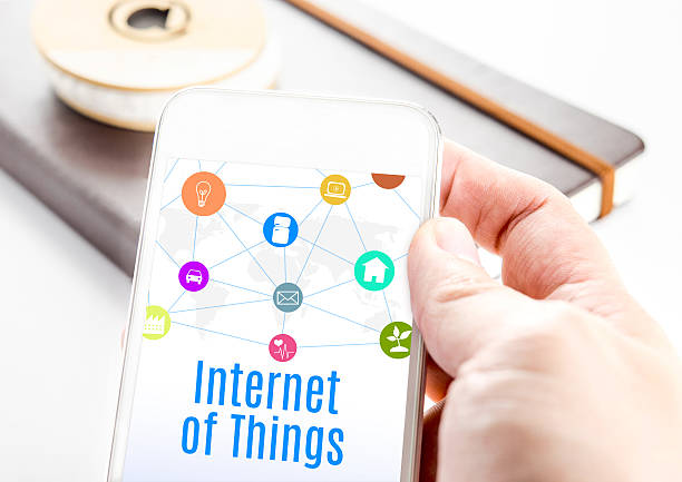 istock Close up hand holding smartphone with Internet of things 480297314