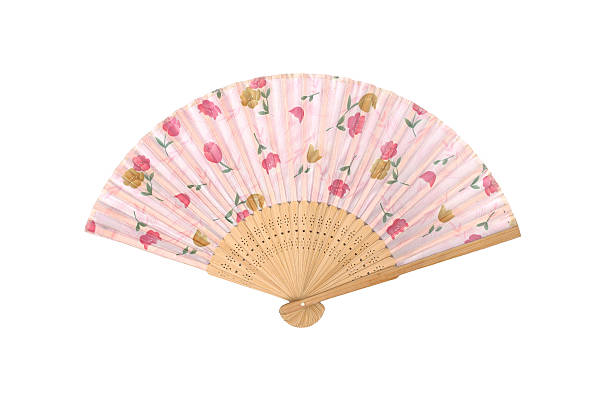 Antique Fan Japanese Folding on white background Antique Fan Japanese Folding on white background folding fan stock pictures, royalty-free photos & images