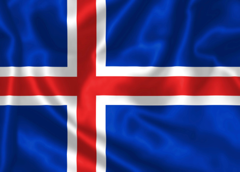 Flag of iceland flying in the wind.