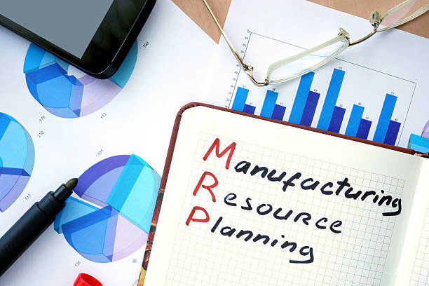 istock Notepad with words MRP manufacturing resource planning  concept and marker. 480299894
