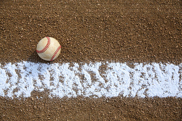 istock Worn Baseball near the Infield Chalk Line 480304530