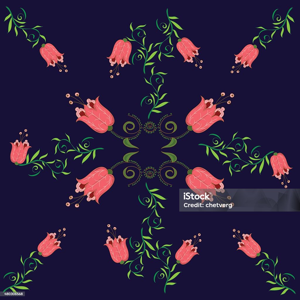 Floral pattern with tulips Floral pattern with tulips isolated on blue. 2015 stock vector