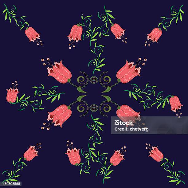 Floral Pattern With Tulips Stock Illustration - Download Image Now - 2015, Abstract, Arts Culture and Entertainment