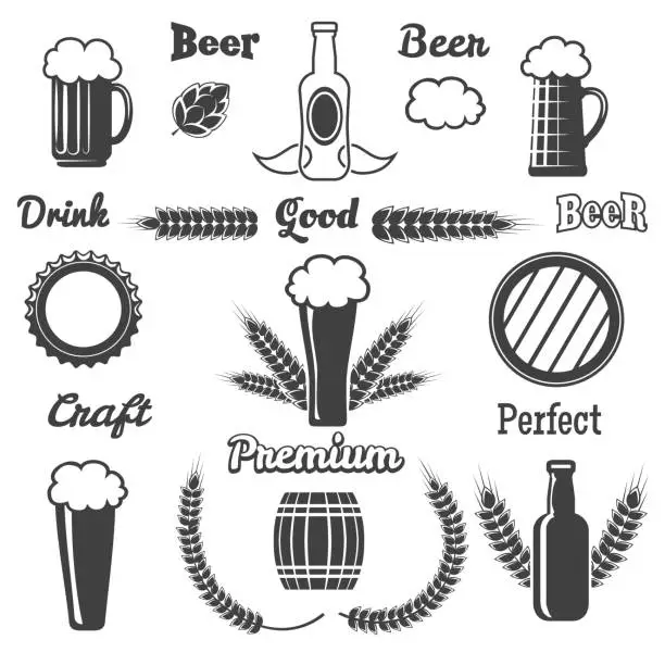 Vector illustration of Vintage craft beer design elements