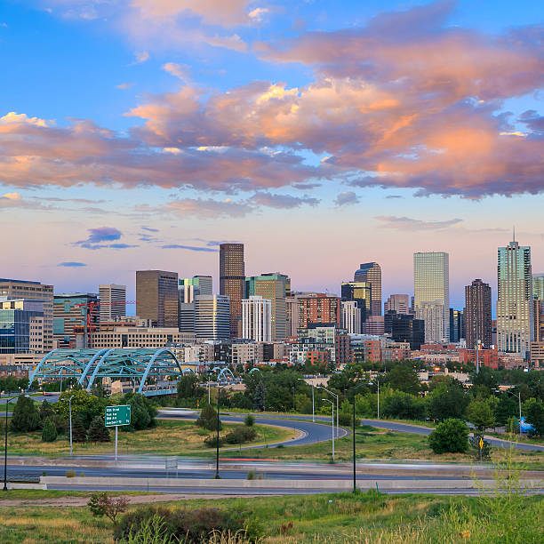 istock Panorama of Denver skyline at twilight. 480307196