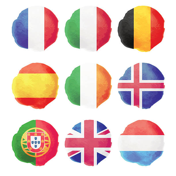 ilustrações de stock, clip art, desenhos animados e ícones de aguarela bandeiras, parte i - portugal bandeira