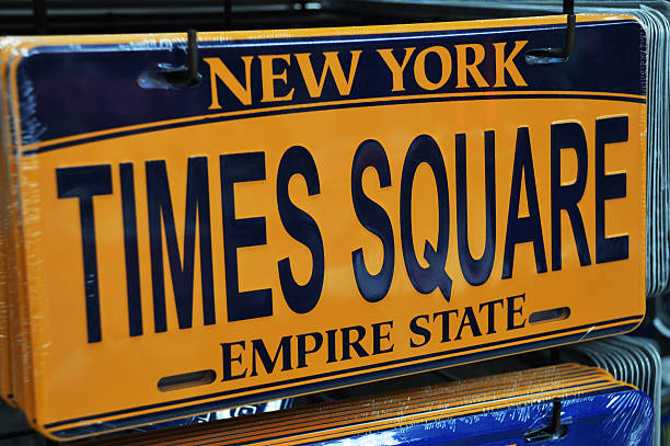 Times square license plate Times square blue and yellow license plate new york state license plate stock pictures, royalty-free photos & images