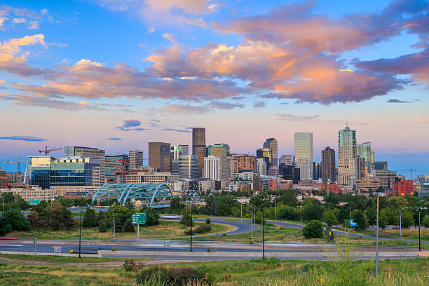 istock Panorama of Denver skyline at twilight. 480311252