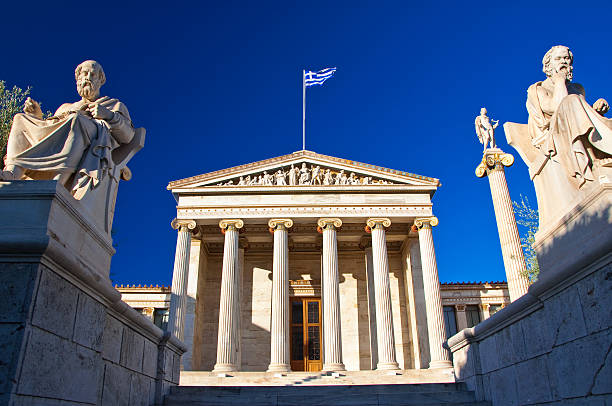 istock Academy of Athens with Plato and Socrates monument. 480313994