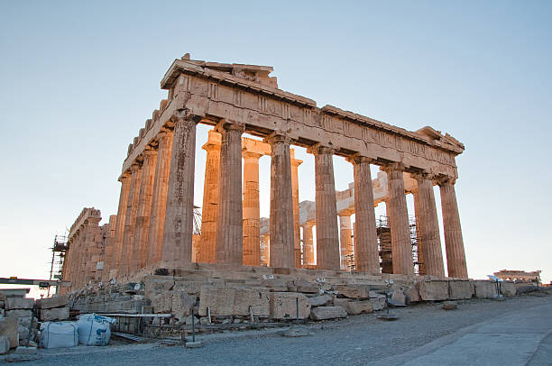 The Parthenon on the Athenian Acropolis in Athens, Greece. stock photo