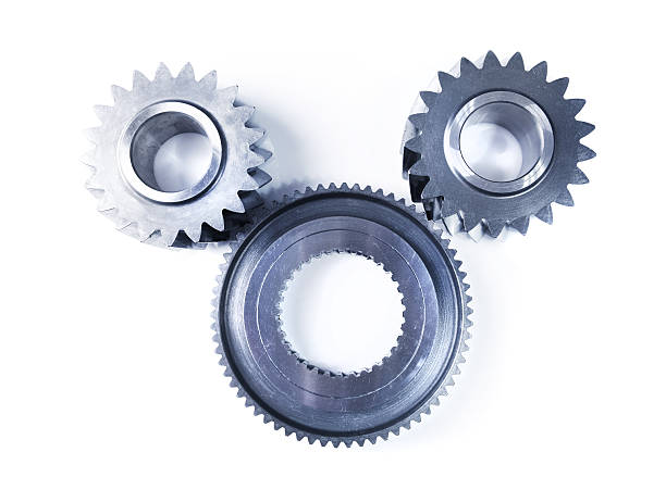 istock Gear transmission mechanics, machine teeth and steel cog wheels 480314143