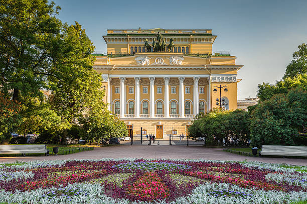 Alexandrinsky Theatre in Saint Petersburg Alexandrinsky Theatre - Russian State Academy Drama Theater, Saint Petersburg pushkin st petersburg stock pictures, royalty-free photos & images