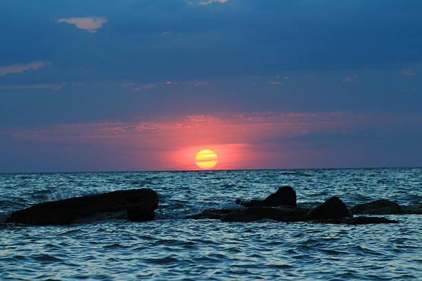 Evening sea Landscape. Sunset on the Sea. ocean beach papua new guinea stock pictures, royalty-free photos & images