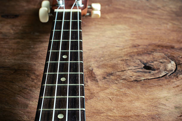 istock Close up of ukulele on old wood background 480321440