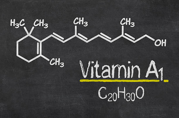 Blackboard with the chemical formula of Vitamin A1