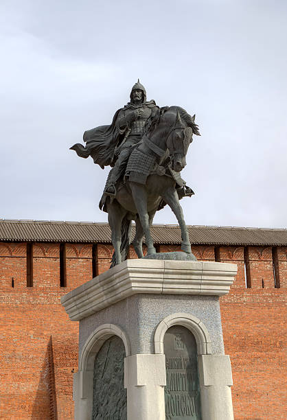 Monument of Dmitry Donskoy near walls of Kolomna Kremlin. Kolomna, Russia - March 15, 2014: Monument of Dmitry Donskoy near walls of Kolomna Kremlin. moskovskaya stock pictures, royalty-free photos & images
