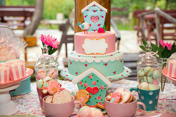 istock Birthday party table with sweets for kids 480325824