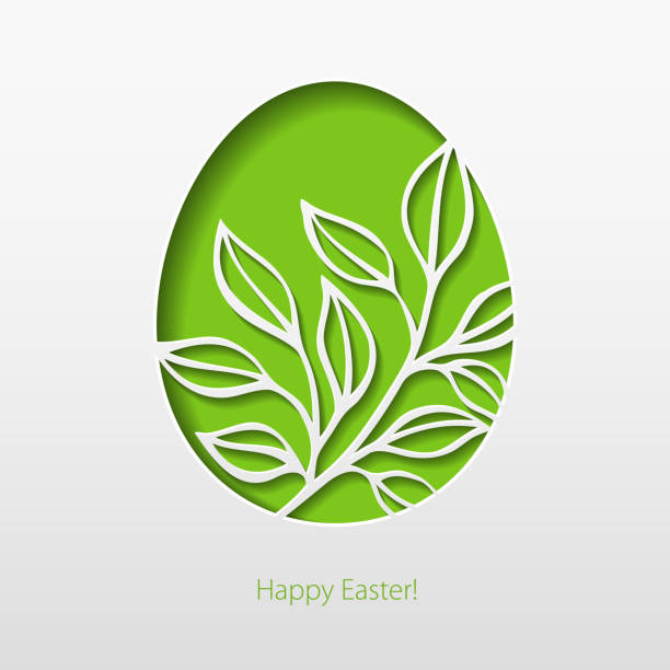 Paper card with Easter eggs. Vector illustration vector art illustration