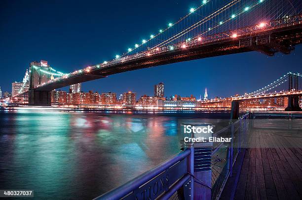 New York City Manhattan Bridge Stockfoto und mehr Bilder von Brooklyn Navy Yard - Brooklyn Navy Yard, Abenddämmerung, Außenaufnahme von Gebäuden