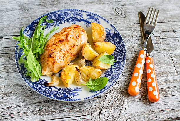 istock baked chicken breast with potatoes and onions 480329562