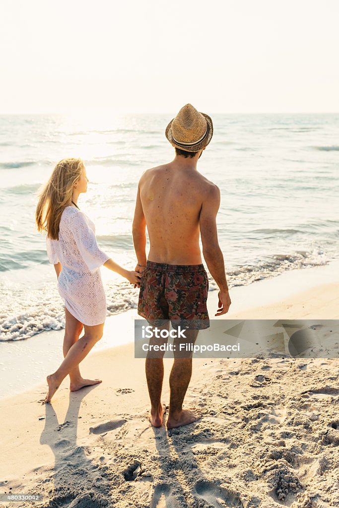 Young Couple In Love On The Beach 20-24 Years Stock Photo