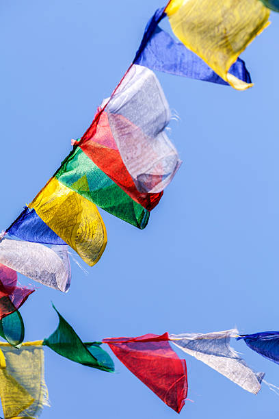 불교도 예배인 포석 번체자 에서 편리하고 플래깅 부탄에 - bhutanese flag 뉴스 사진 이미지