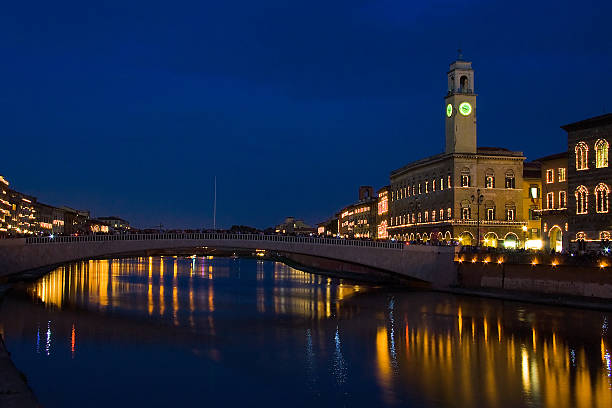 Night of San Ranieri with Luminara in Pisa, with a view of the Ponte di Mezzo