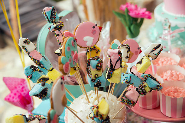 Birthday party table with sweets for kids