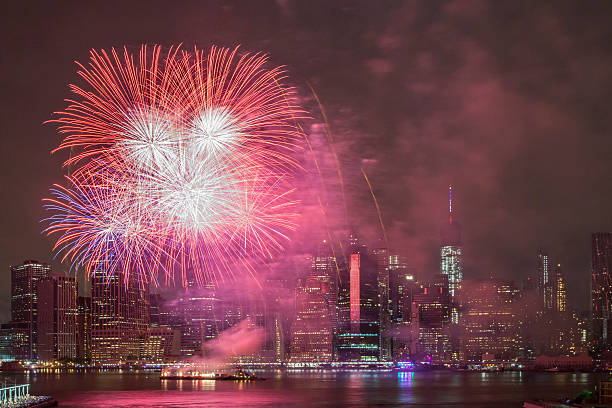 istock Independence Day With Fireworks in New York City 480333244
