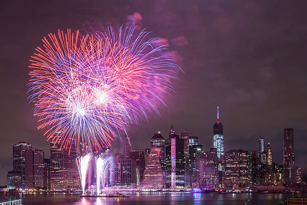 istock Independence Day With Fireworks in New York City 480333368