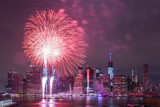 istock Independence Day With Fireworks in New York City 480333370