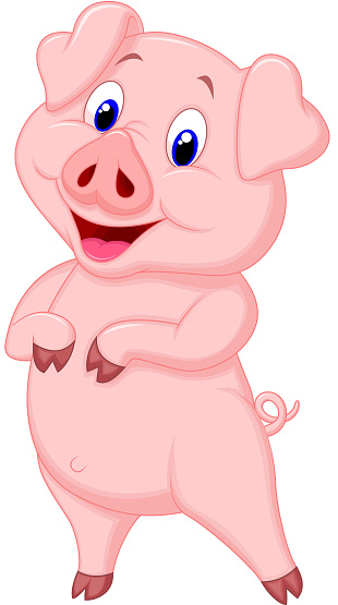 Cute Pig Cartoon Posing Stock Illustration - Download Image Now - Pig,  Piglet, Standing - iStock