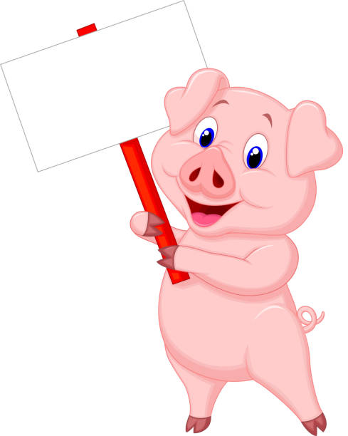 Ilustración de Cerdo De Dibujos Animados Sosteniendo En Blanco Signo y más  Vectores Libres de Derechos de Cerdo - iStock