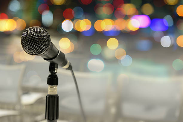 istock Microphone ready on stand, all set for concert/conference to begin 480338500