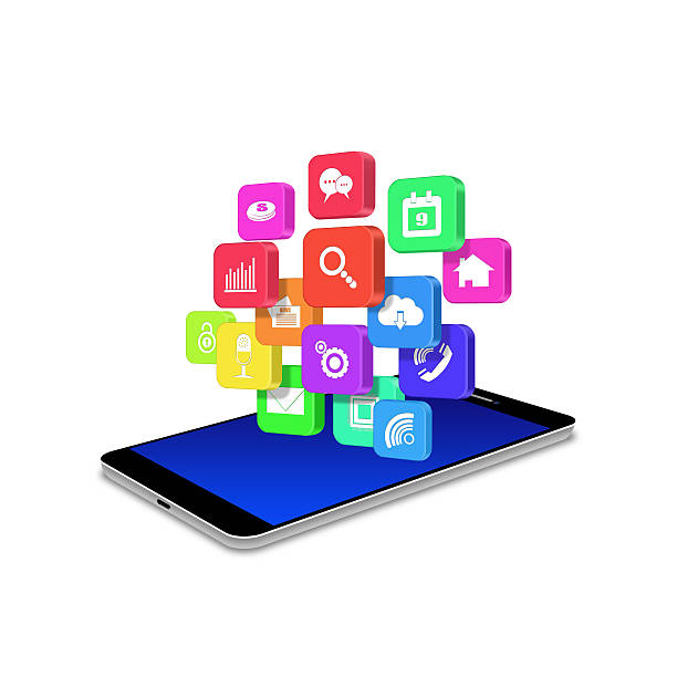 istock Colorful application icon on smartphone,cell phone illustration 480340689