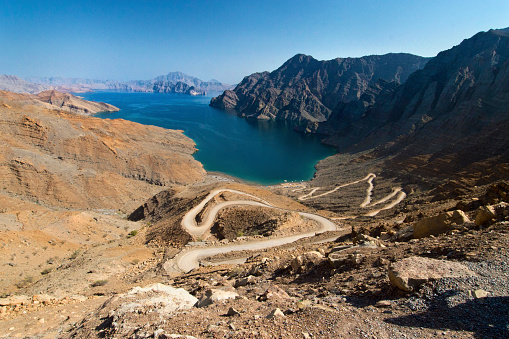 Khor (fjord) in Musandam, Oman