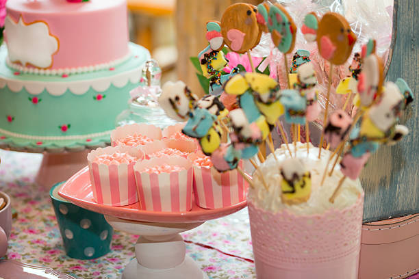 istock Birthday party table with sweets for kids 480343428