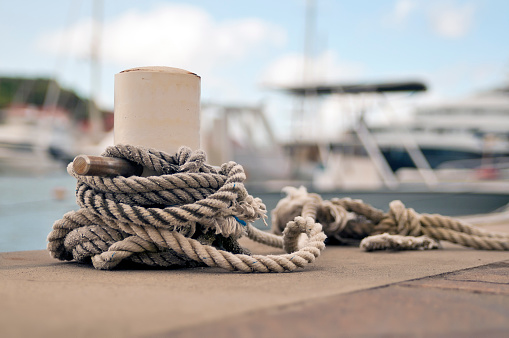 View of mooring rope of the ship.