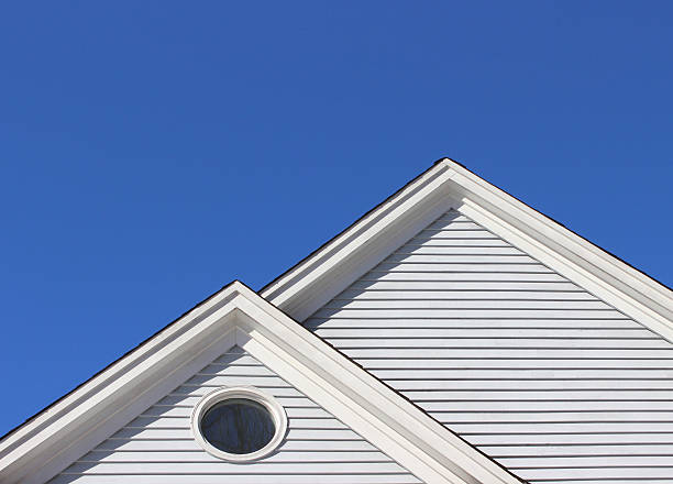 House Gable with Round Window stock photo