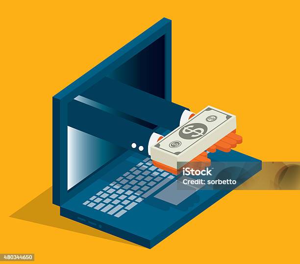 Online Money Stock Illustration - Download Image Now - Currency, White Collar Crime, Internet