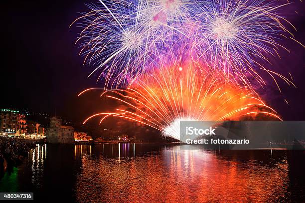 Fireworks Stock Photo - Download Image Now - 2015, Castle, Coastline