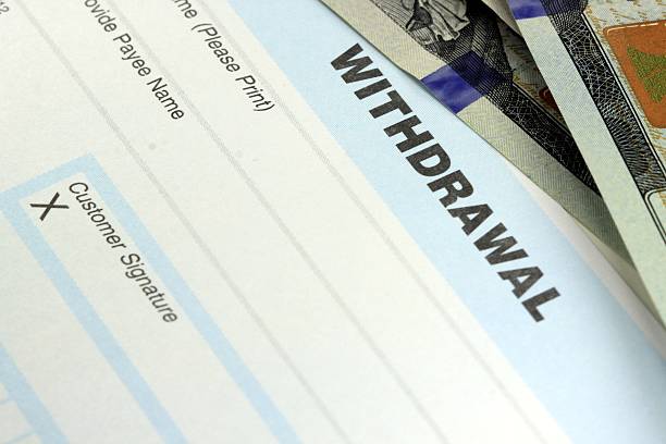 istock Withdrawal slip from bank checking or savings account 480349333