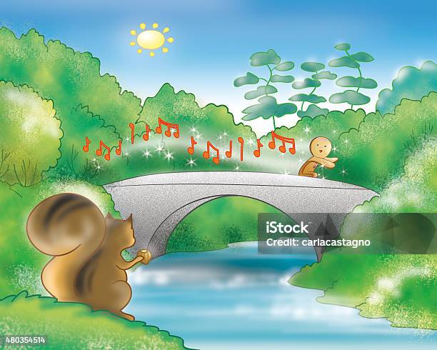 Gingerbread Boy Running On A Bridge Stock Illustration - Download Image Now - Fairy Tale, Gingerbread Man, 2015