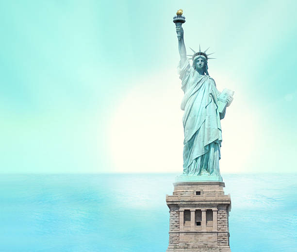 istock Statue of Liberty horizon water sun 480356388