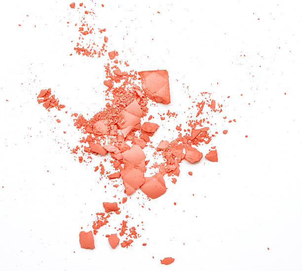 istock Makeup cheeks and eye. Pink Cosmetic powder on white 480356528