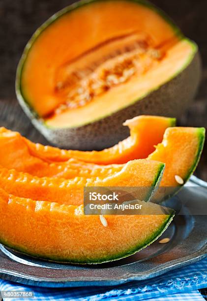 Cantaloupe Melon Stock Photo - Download Image Now - 2015, Bright, Cantaloupe