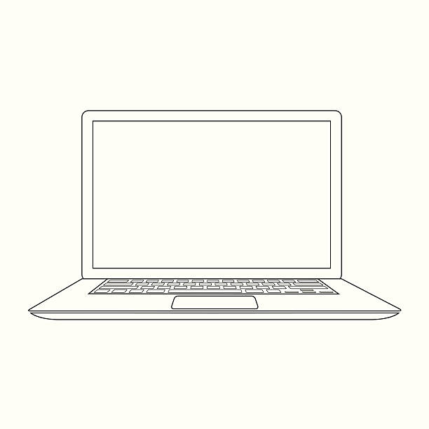 Outlined laptop vector illustration vector art illustration