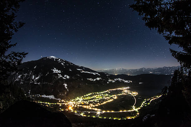 Nightview On Döbriach From Raven's Wall stock photo