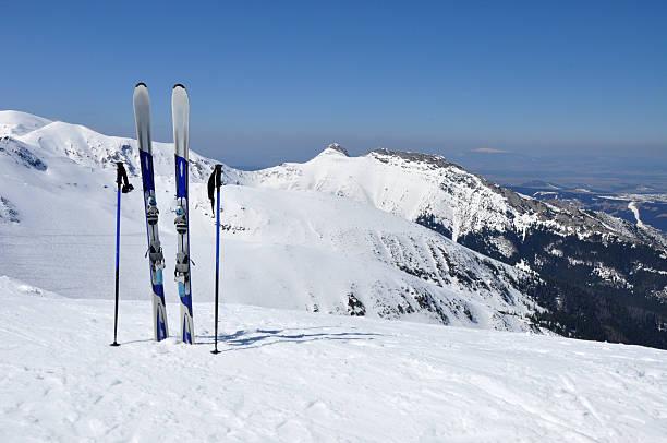 istock Skis, ski poles and Giewont in Tatra mountains 480362348